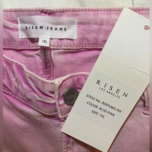 Risen High Rise Acid Pink Wide Leg Jeans Plus Size 1X / 16W (A002)